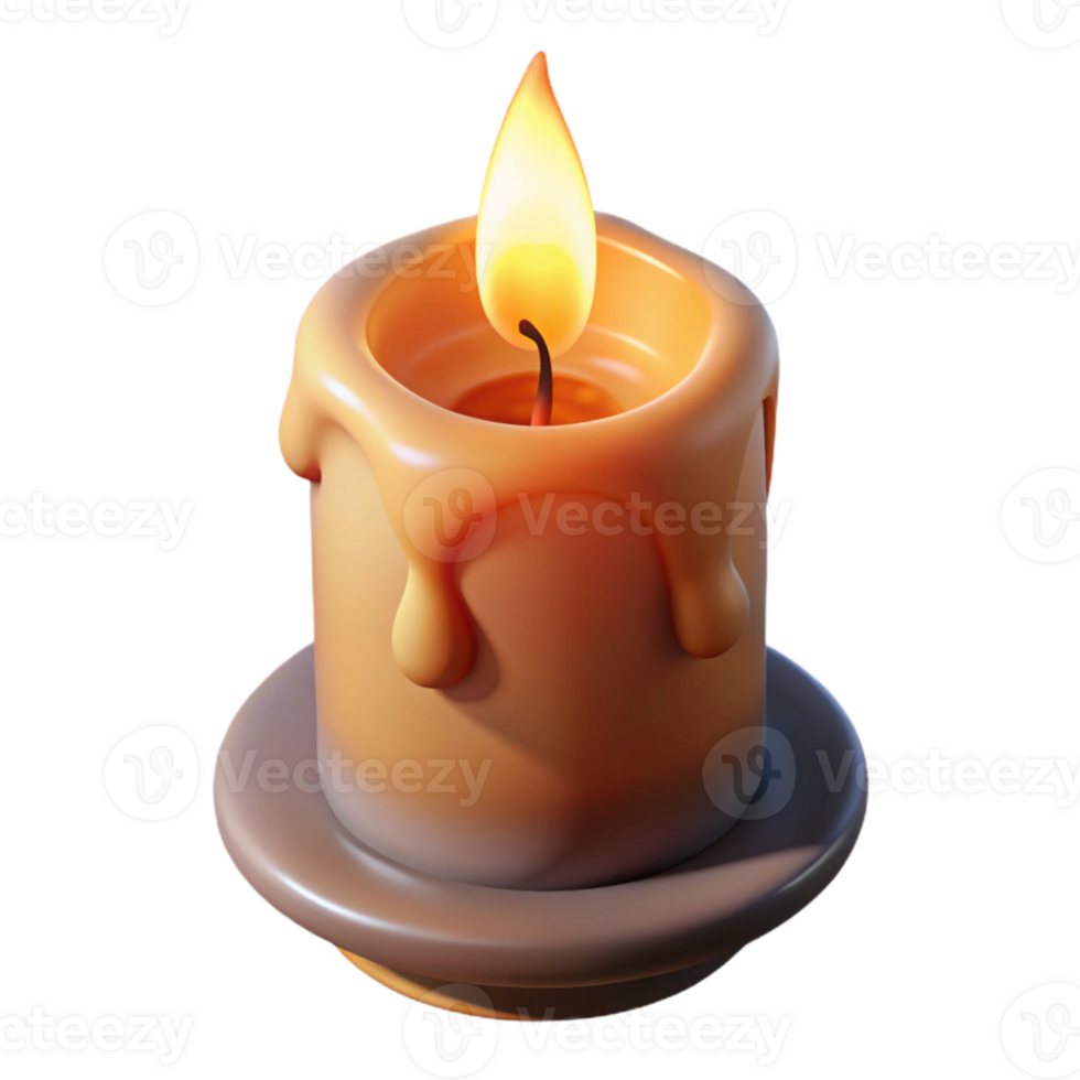 serene vintage Burning Candle with Soft Light Isolated premium png
