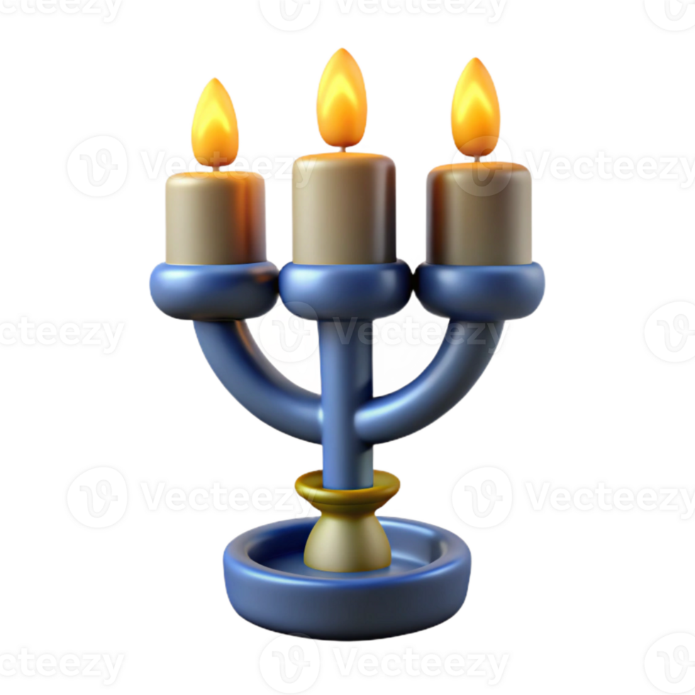 serene creative Burning Hanukkah Candle with Transparent Background high quality png