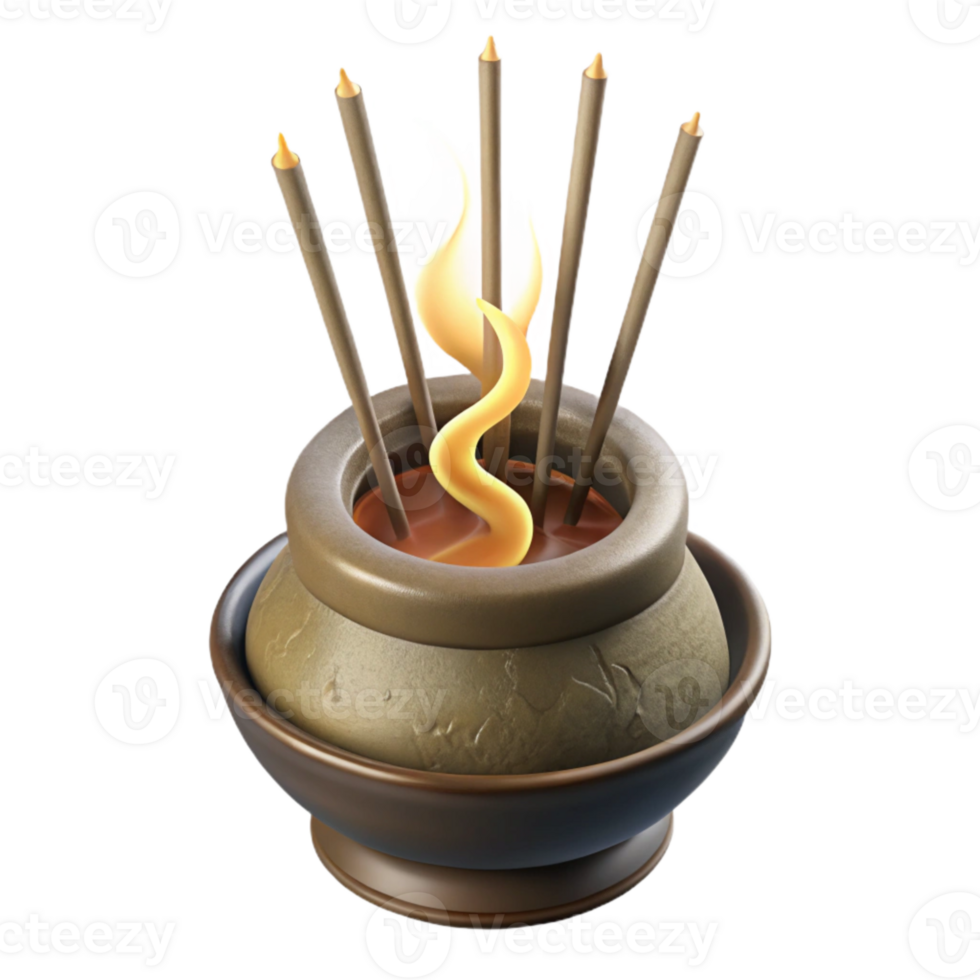 dramatic abstract Burning Incense Sticks in Holder Transparent Background authentic png