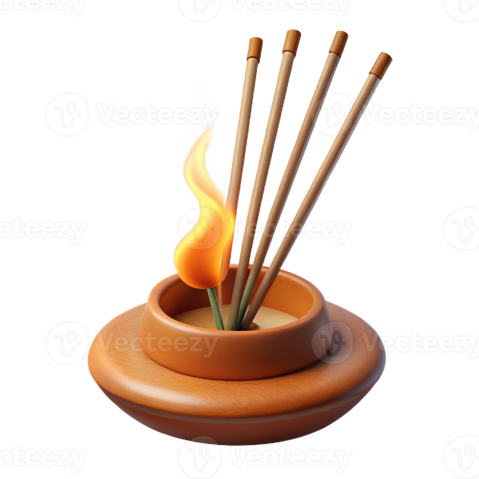 magnificent minimalist Burning Incense Sticks Isolated Cutout Element 4K png