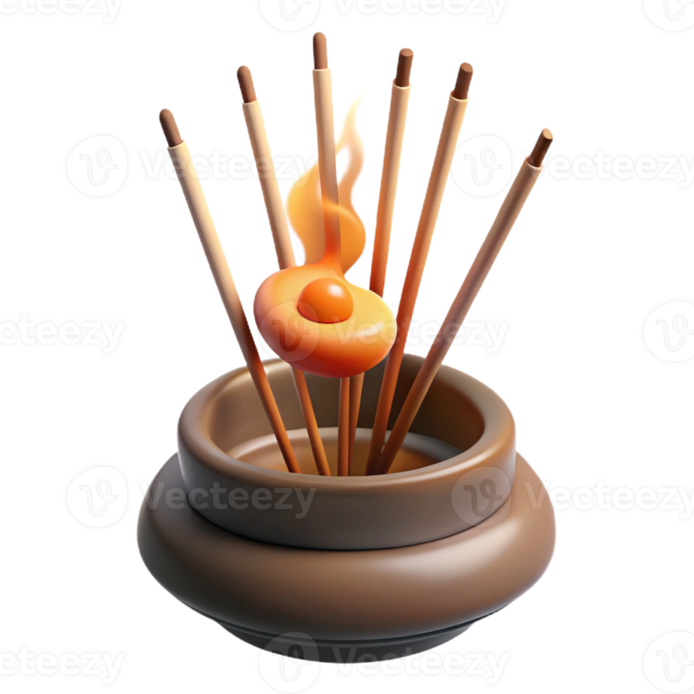 dramatic creative Burning Incense Sticks Isolated Cutout Element professional png