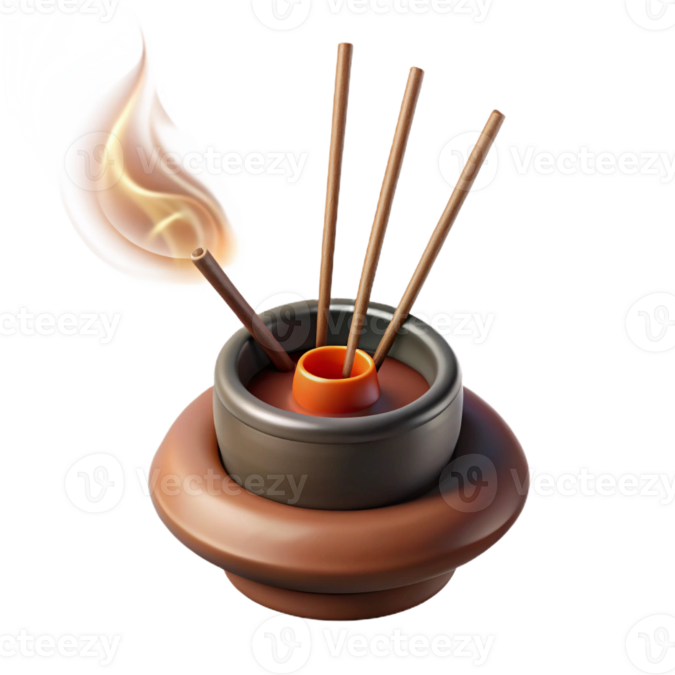 beautiful abstract Burning Incense Sticks Isolated Cutout Element 4K png