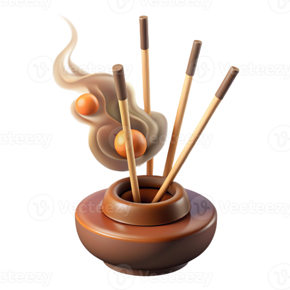 serene artistic Burning Incense Sticks Smoke Trails Cutout professional png