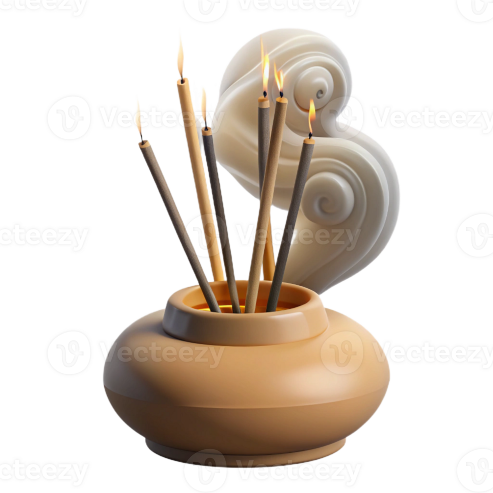 beautiful artistic Burning Incense Sticks Smoke Trails Cutout exclusive png