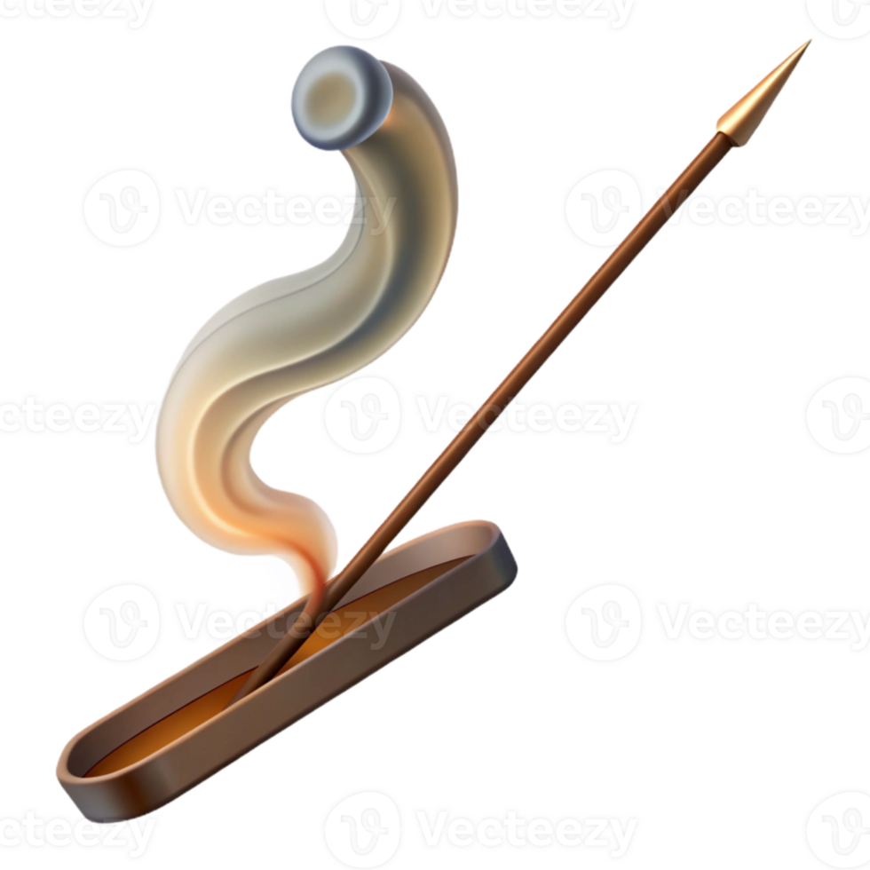 serene creative Burning Incense Stick with Smoke Transparent Background high quality png
