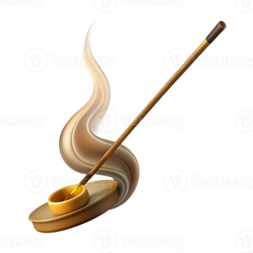 serene rustic Burning Incense Stick with Smoke Transparent Background detailed png