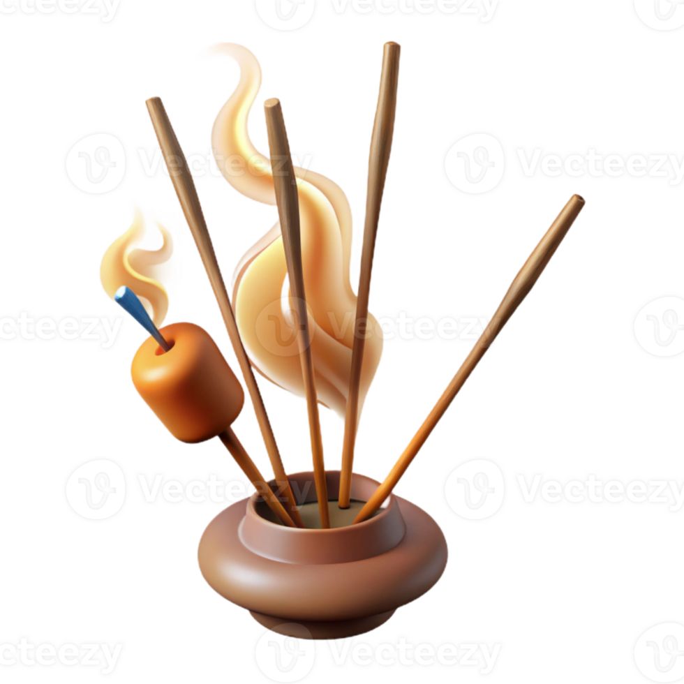 dramatic classic Burning Incense Sticks Smoke Trails Cutout high quality png