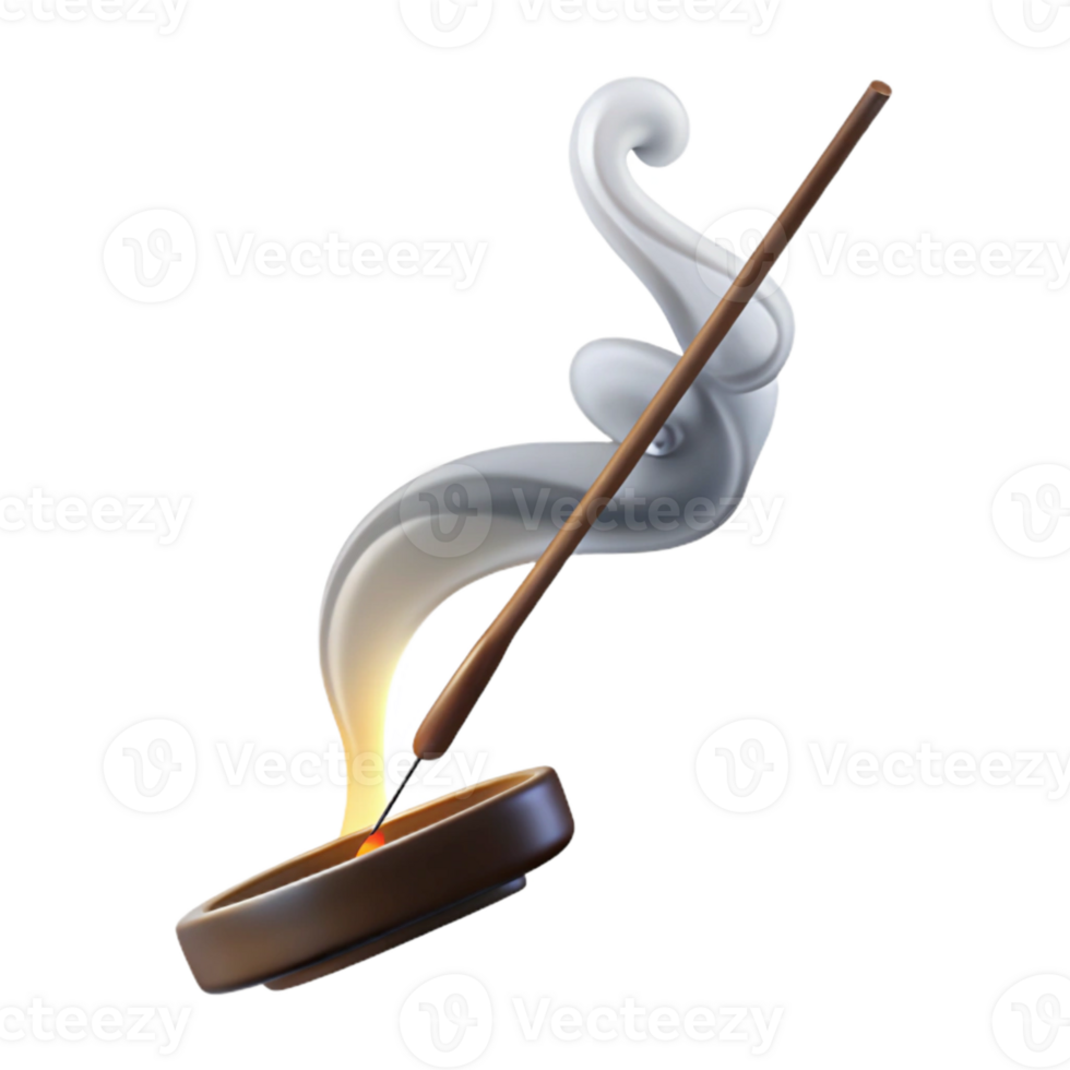extraordinary minimalist Burning Incense Stick with Smoke Transparent Background 4K png
