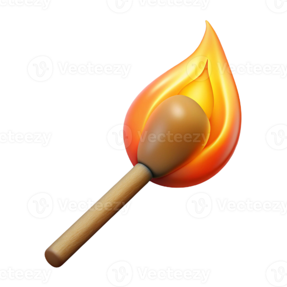 serene minimalist Burning Matchstick Bright Flame Isolated original png