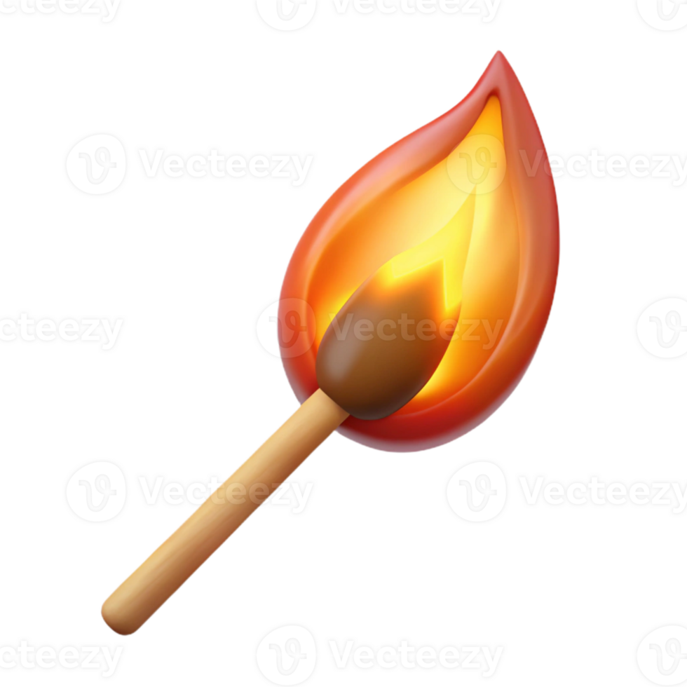 impressive minimalist Burning Matchstick Bright Flame Isolated premium png