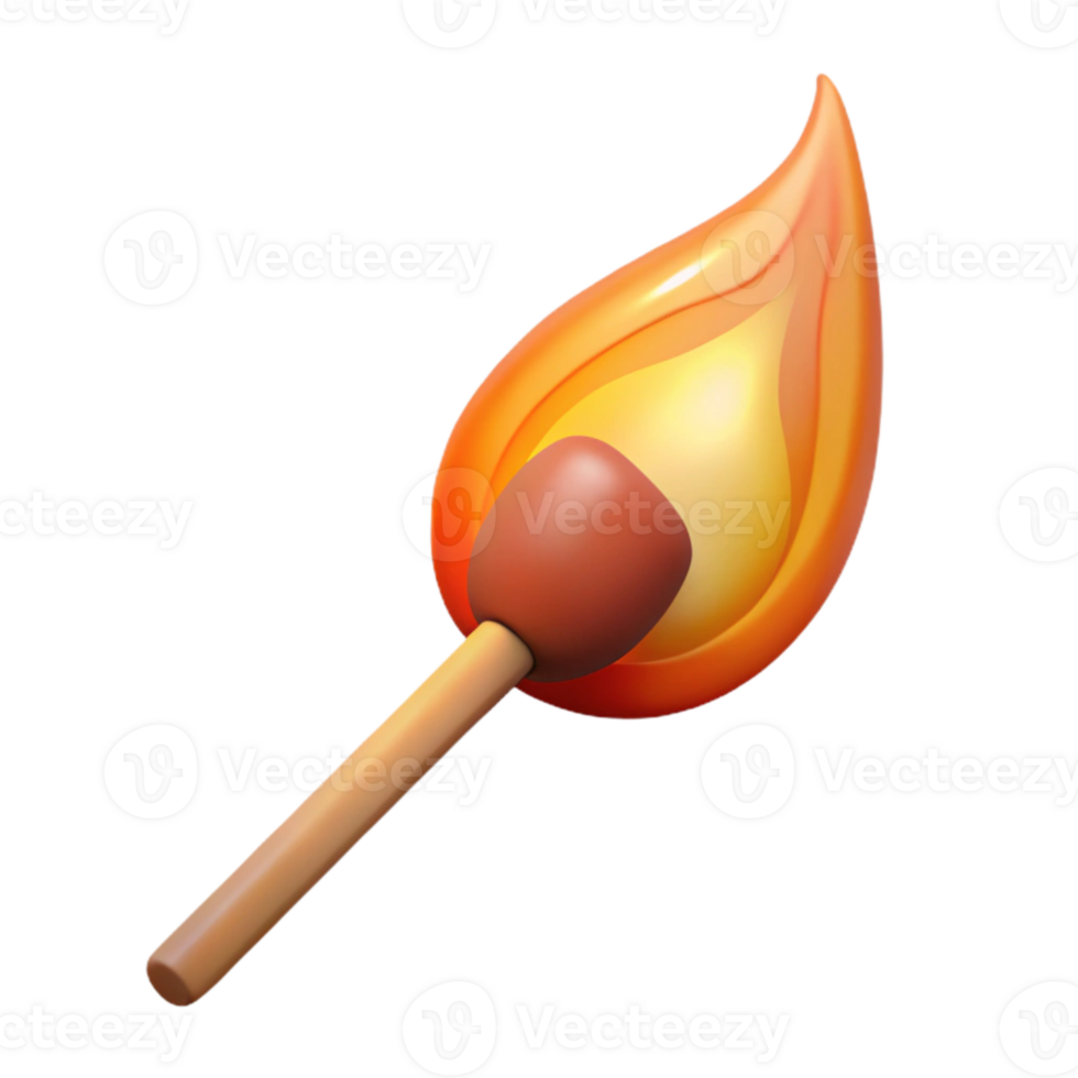 serene modern Burning Matchstick Bright Flame Isolated premium png