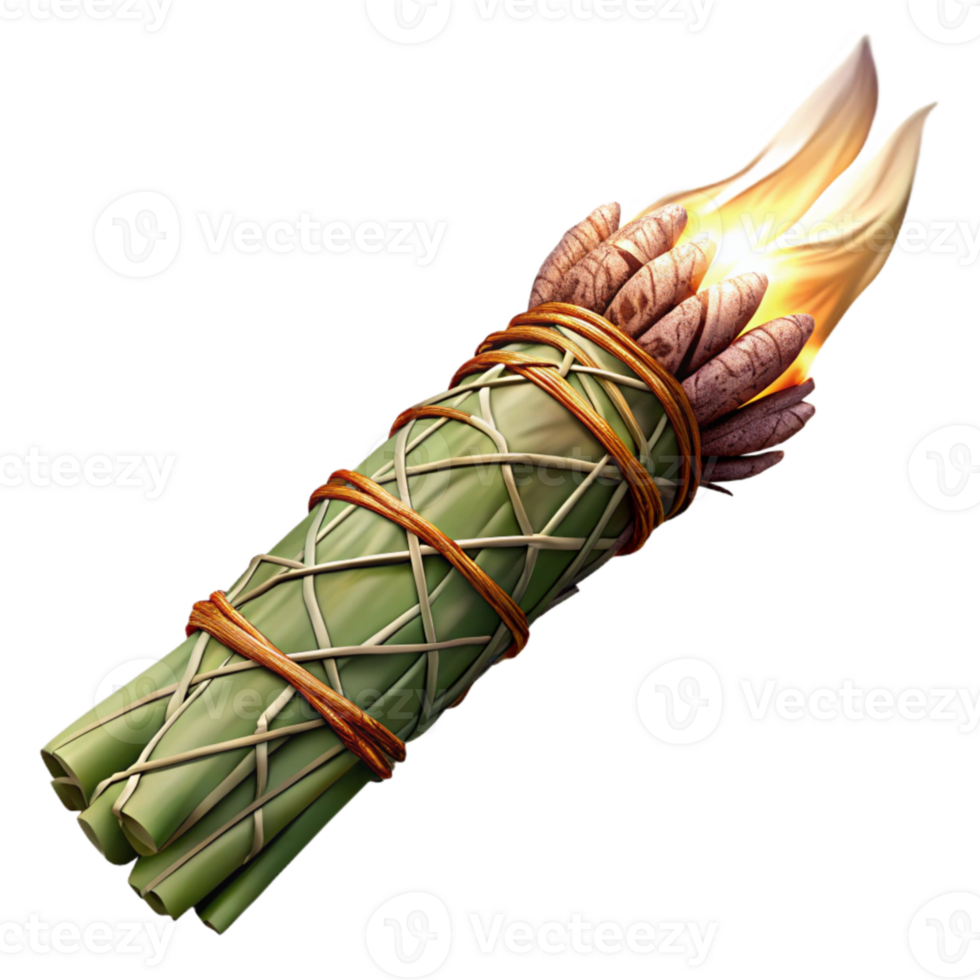 dramatic creative Burning Sage Smudge Stick Transparent Background high quality png