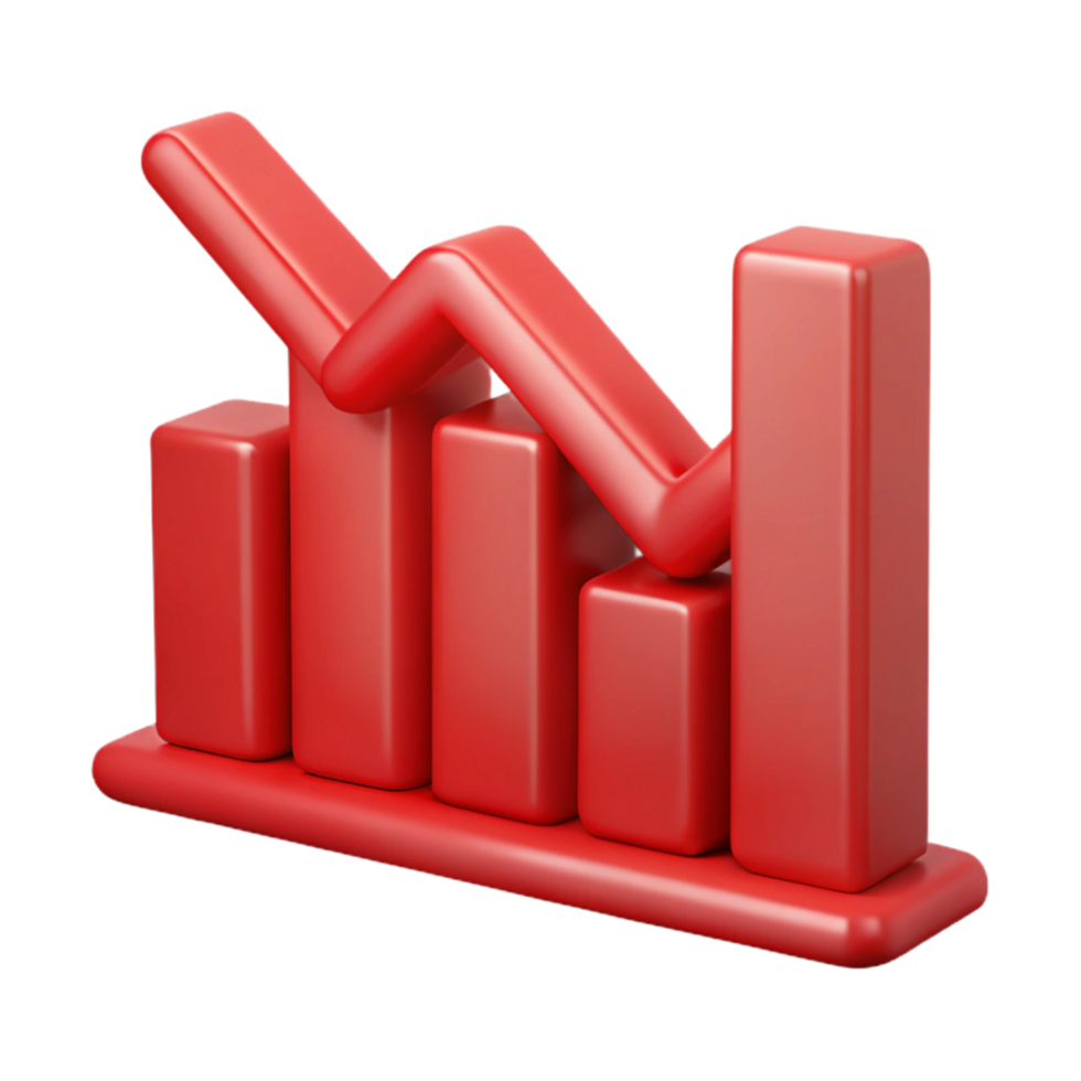 magnificent creative Business Graph with Downward Trend Red Color Cutout professional png
