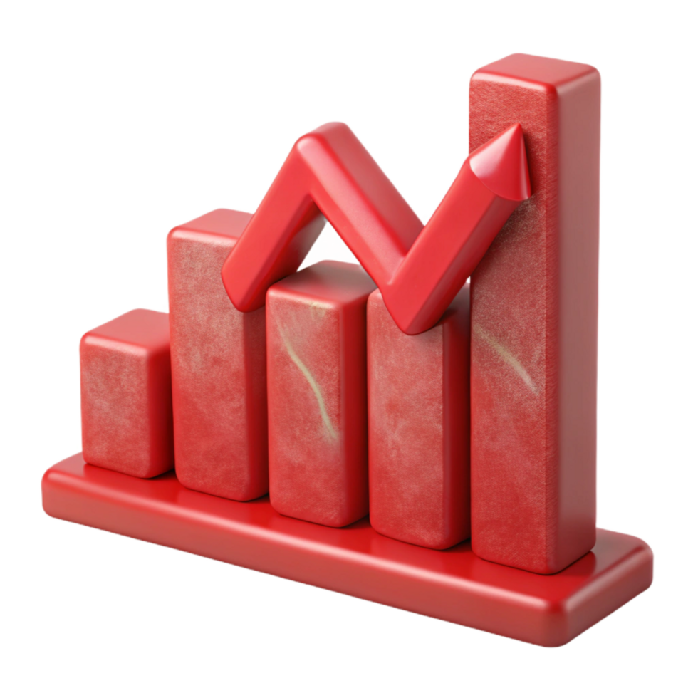 impressive creative Business Graph with Downward Trend Red Color Cutout high resolution png