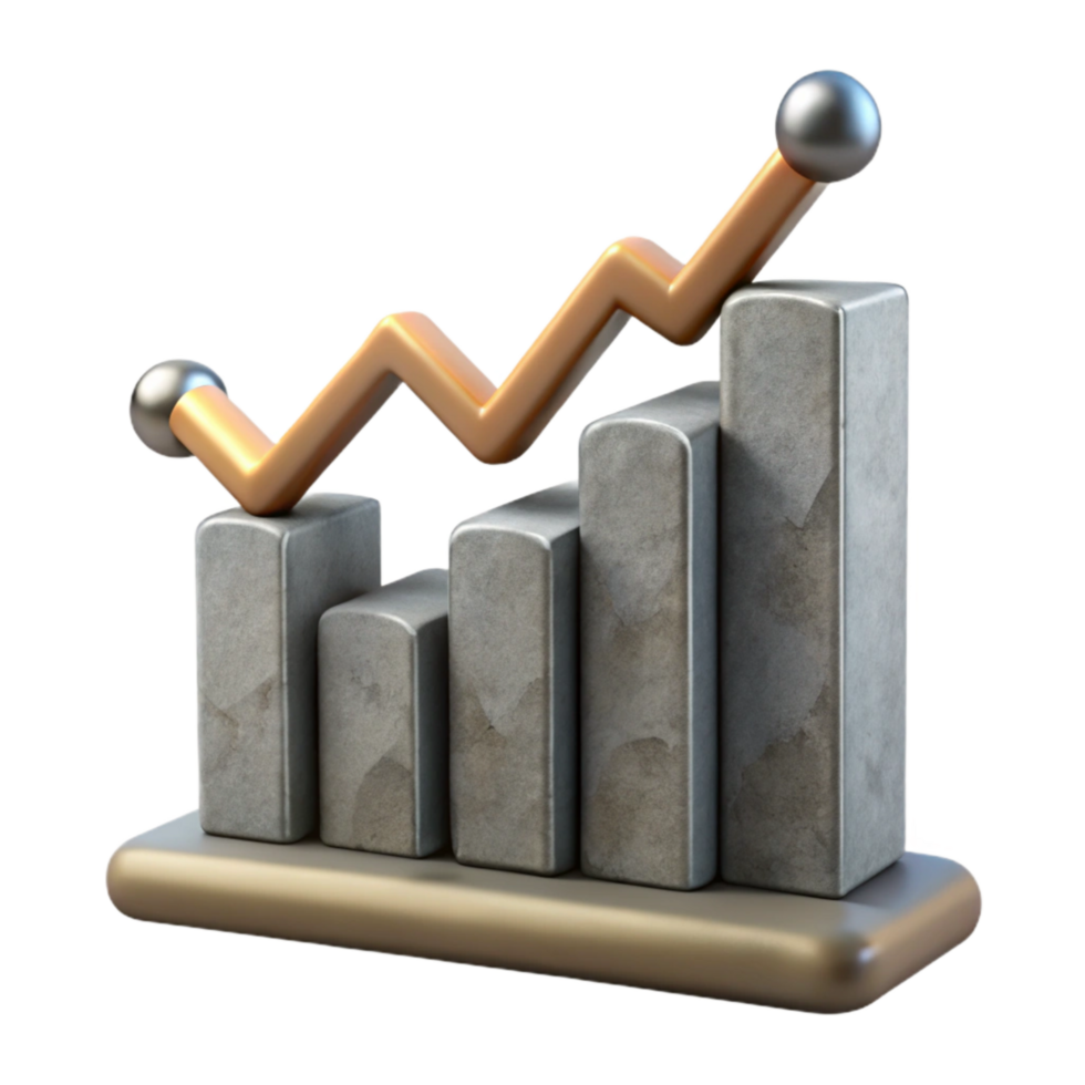 elegant classic Business Graph with Stable Trend Grey Color Cutout authentic png