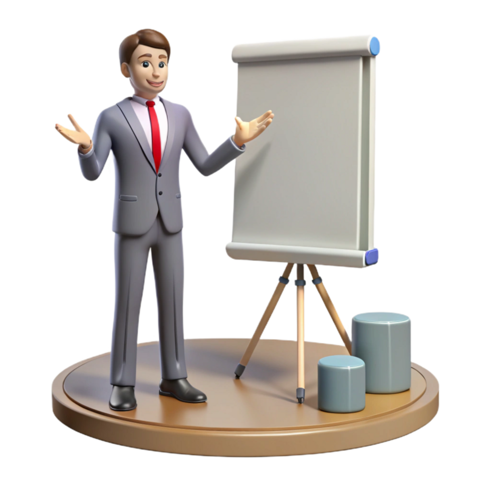 vibrant artistic Businessman Giving Presentation on Laptop Cutout exclusive png