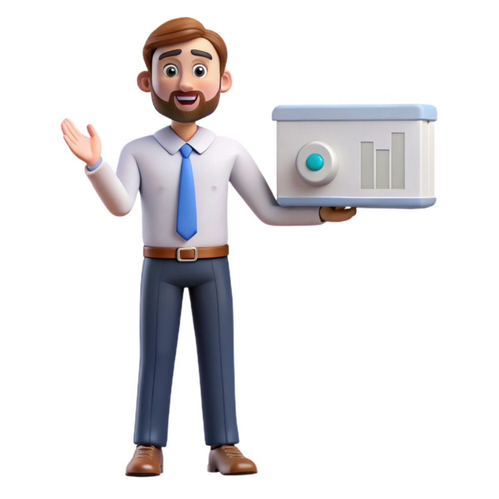 beautiful abstract Businessman Giving Presentation with Projector Isolated detailed png