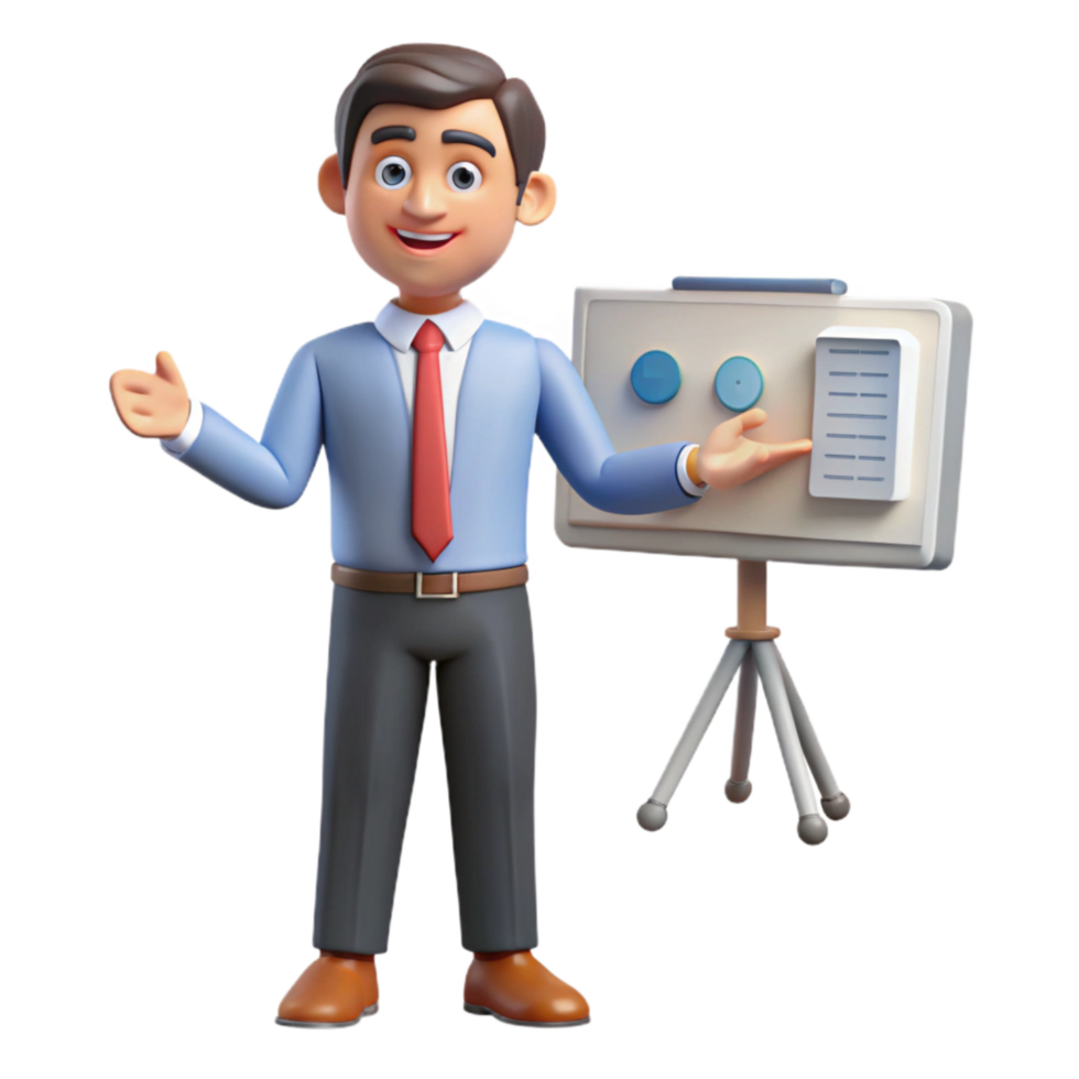 extraordinary minimalist Businessman Giving Presentation with Projector Isolated 4K png