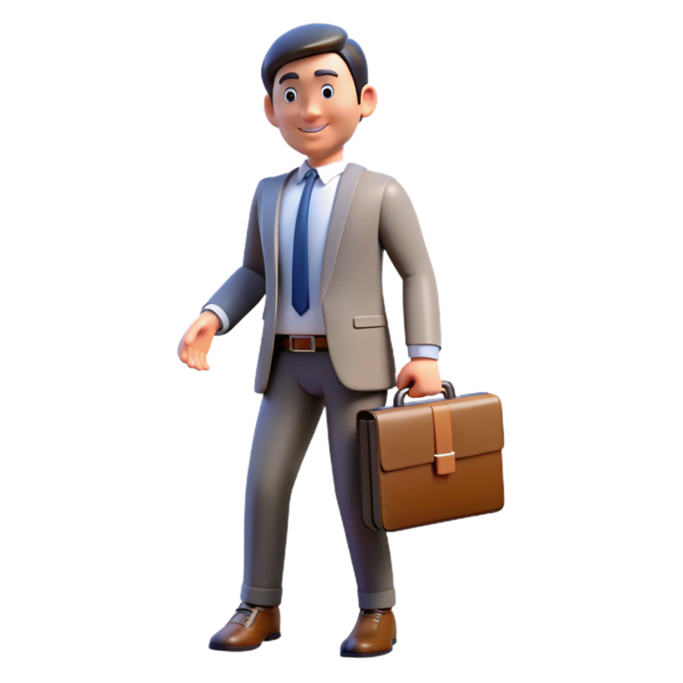extraordinary traditional Businessman Holding Briefcase Side View Transparent Background high resolution png