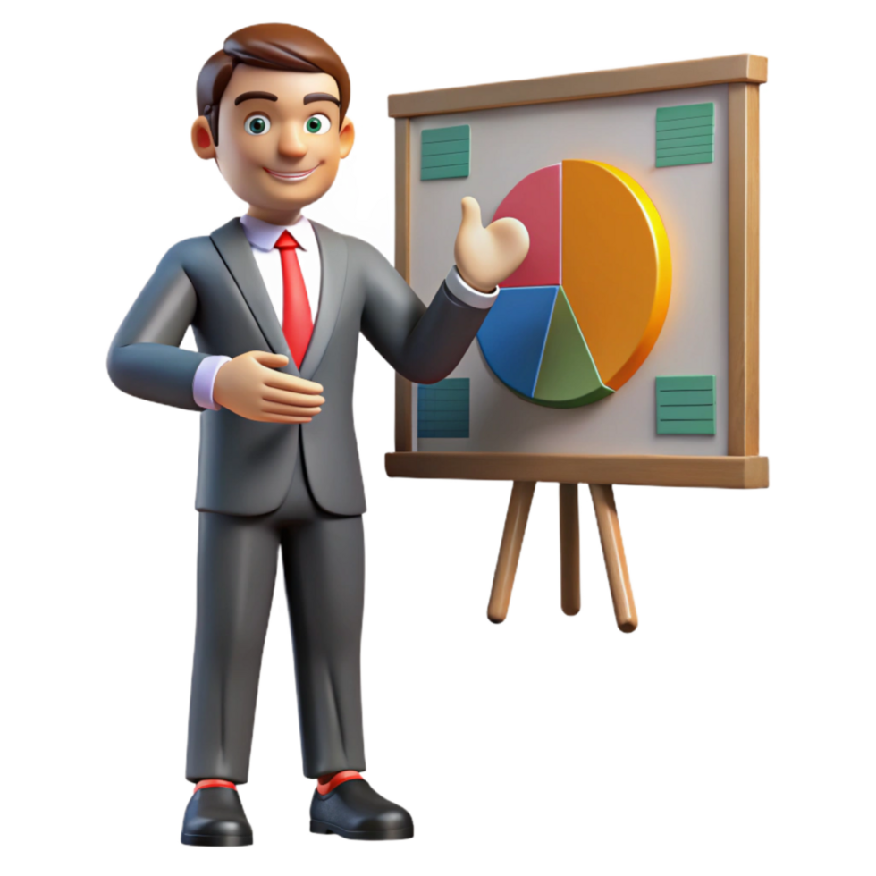 wonderful minimalist Businessman Pointing at Chart Isolated on White original png