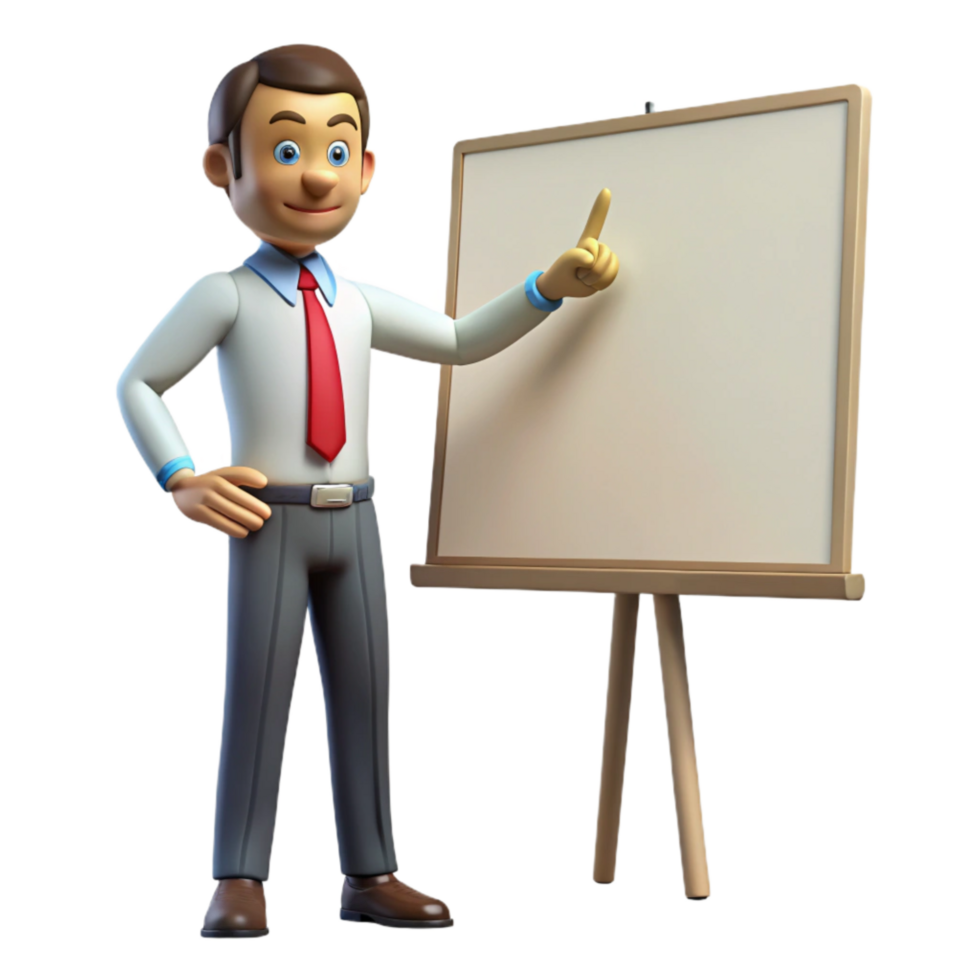 stunning creative Businessman Pointing at Whiteboard Side View Isolated premium png