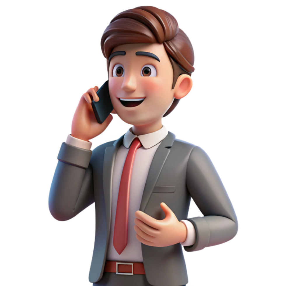 wonderful minimalist Businessman Talking on Phone Side View authentic png