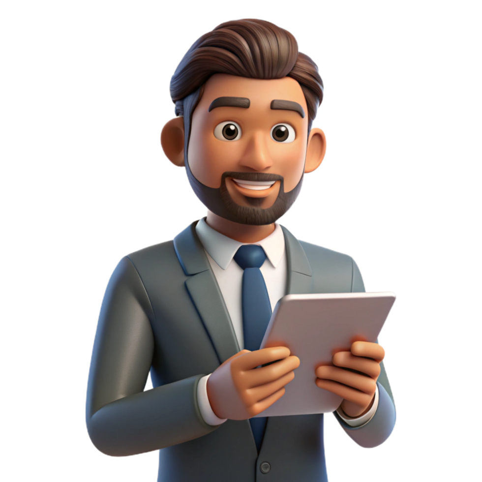 elegant abstract Businessman Using Tablet Close Up Transparent authentic png