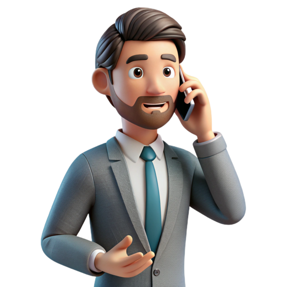 serene rustic Businessman Talking on Phone Side View original png