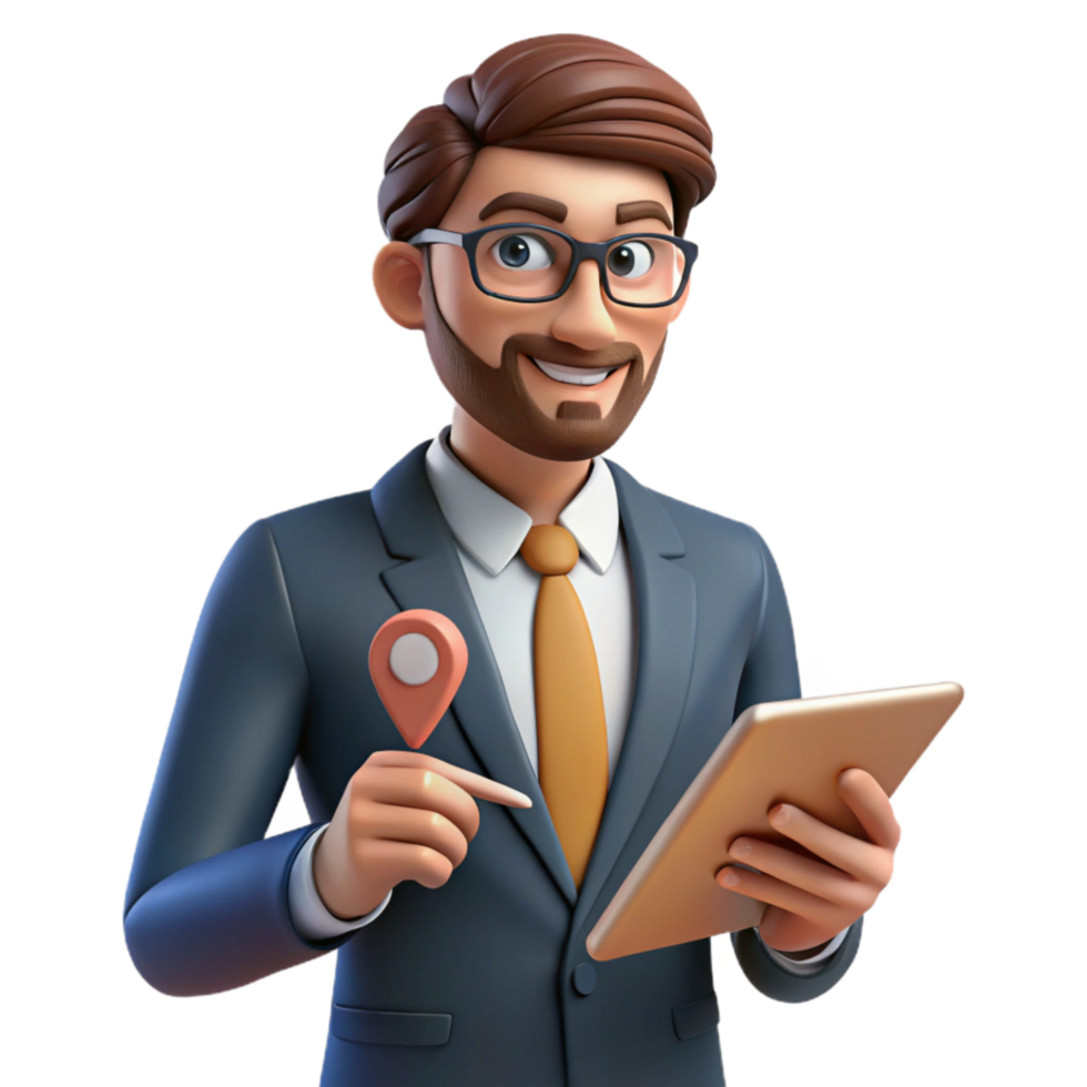 elegant artistic Businessman Using Tablet with Stylus Cutout genuine png