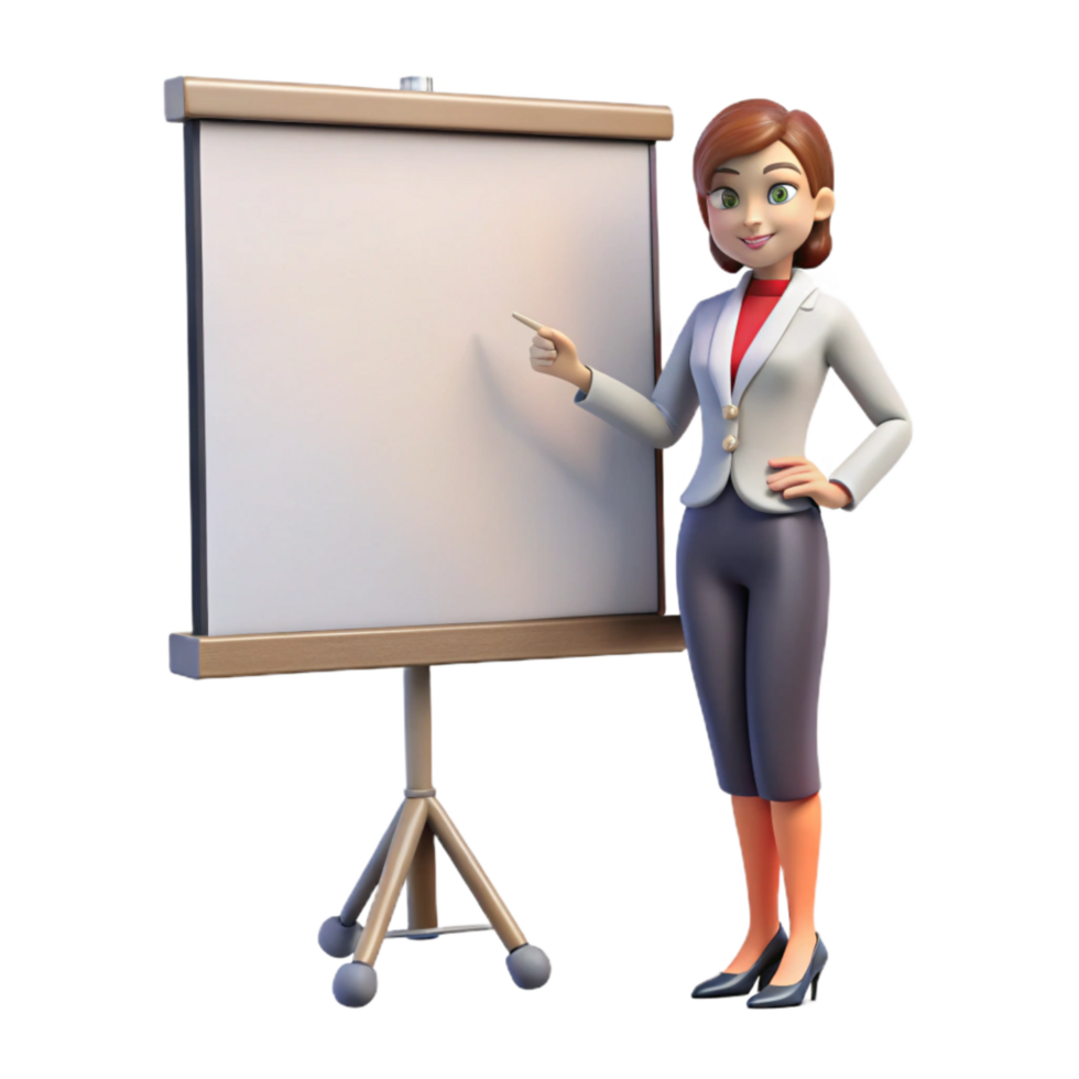 dramatic abstract Businesswoman Presenting on Projector Screen Isolated 4K png