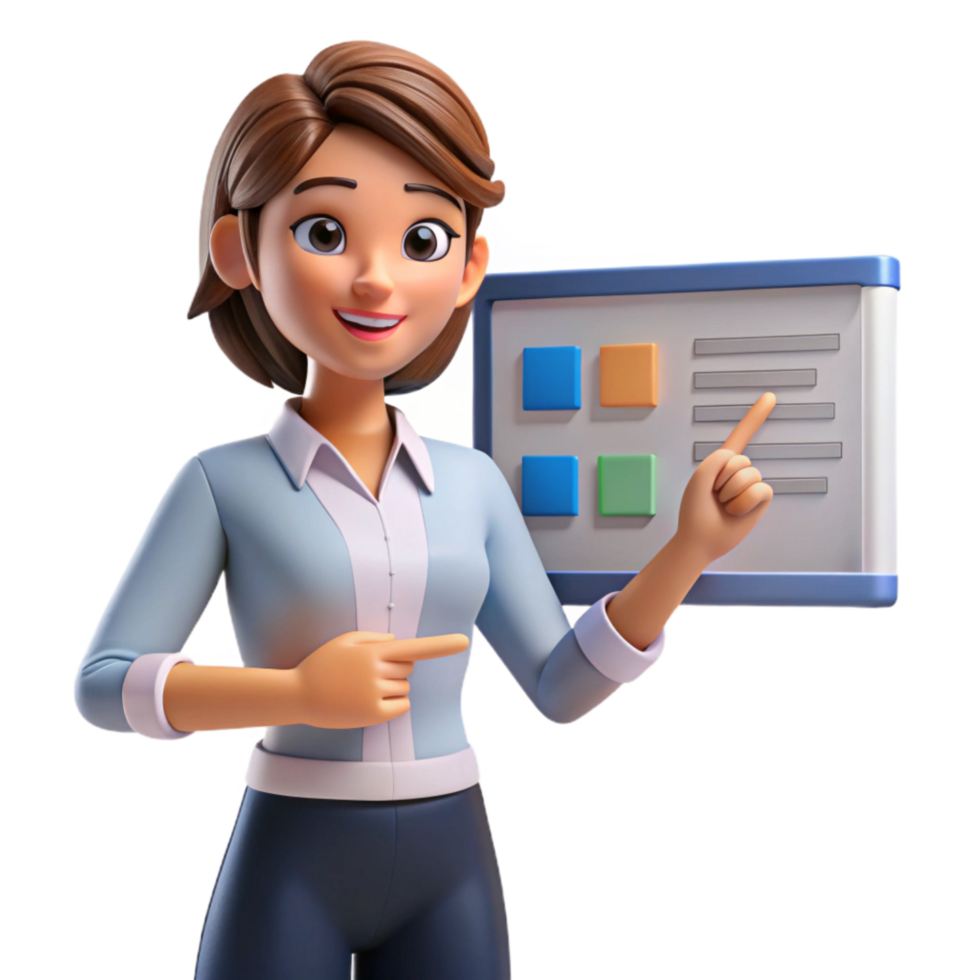 magnificent modern Businesswoman Presenting Project with Slideshow Isolated 4K png