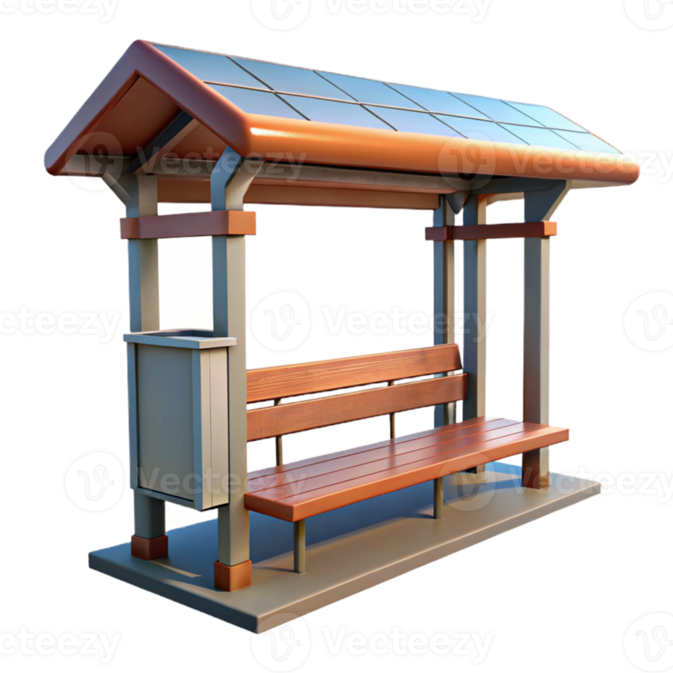 dramatic contemporary Bus Stop Bench Empty Perspective View Cutout 4K png