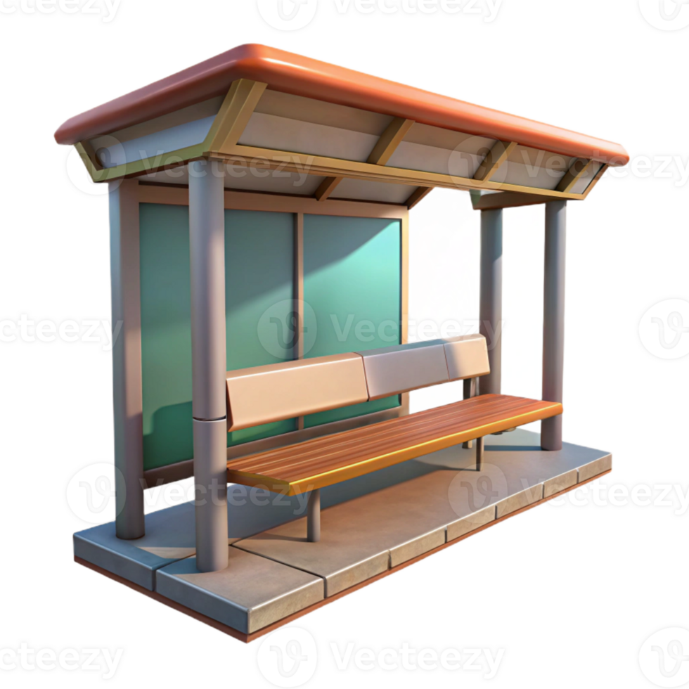dramatic contemporary Bus Stop Bench Empty Perspective View Cutout authentic png