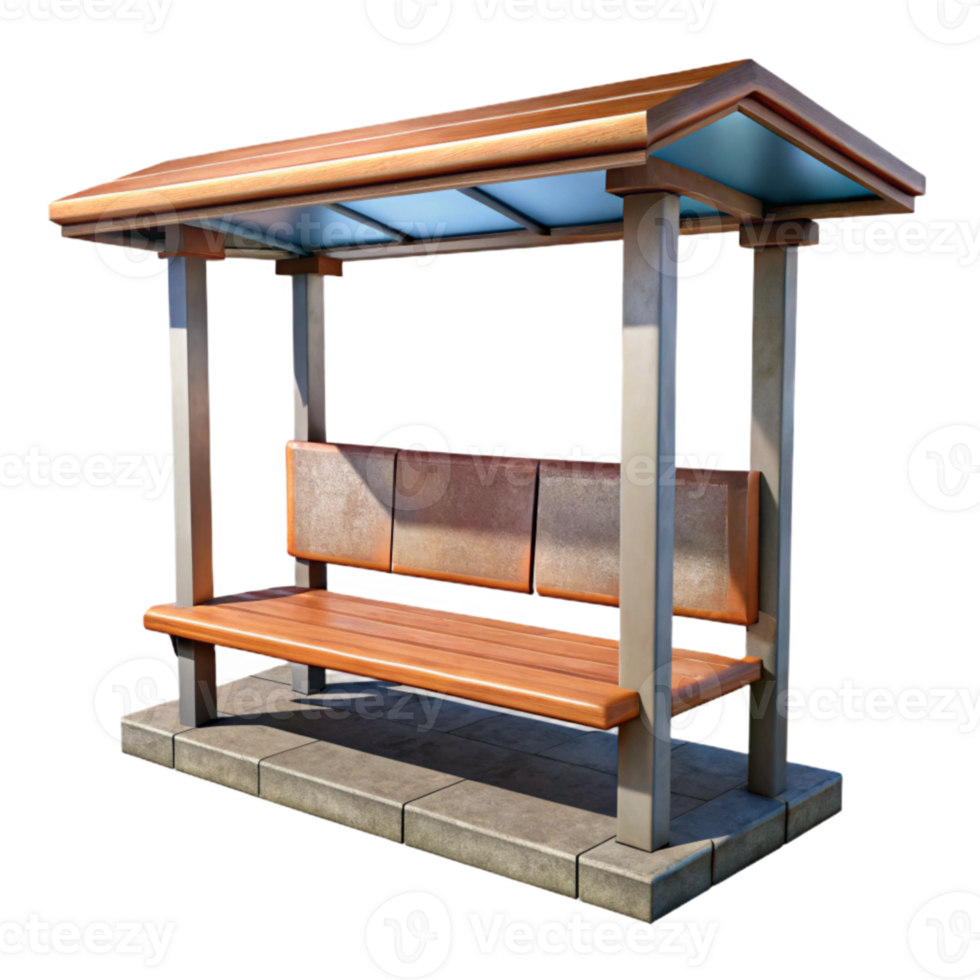 vibrant contemporary Bus Stop Bench Empty Perspective View Cutout original png
