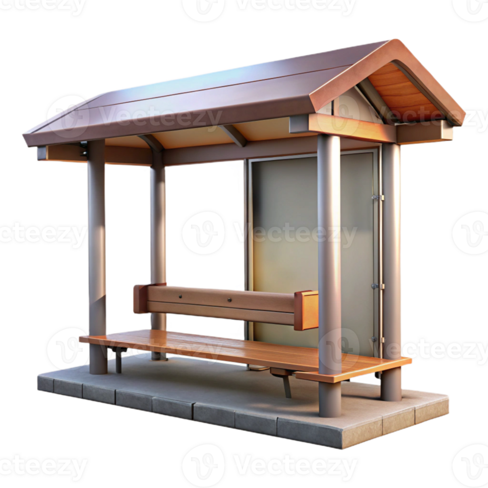dramatic minimalist Bus Stop Shelter Empty Transparent Background original png