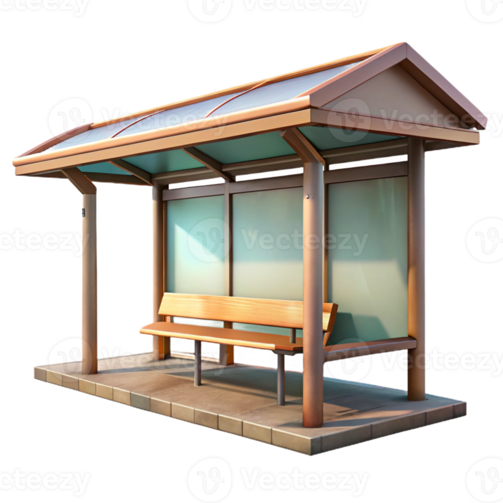 vibrant artistic Bus Stop Shelter Empty Transparent Background original png
