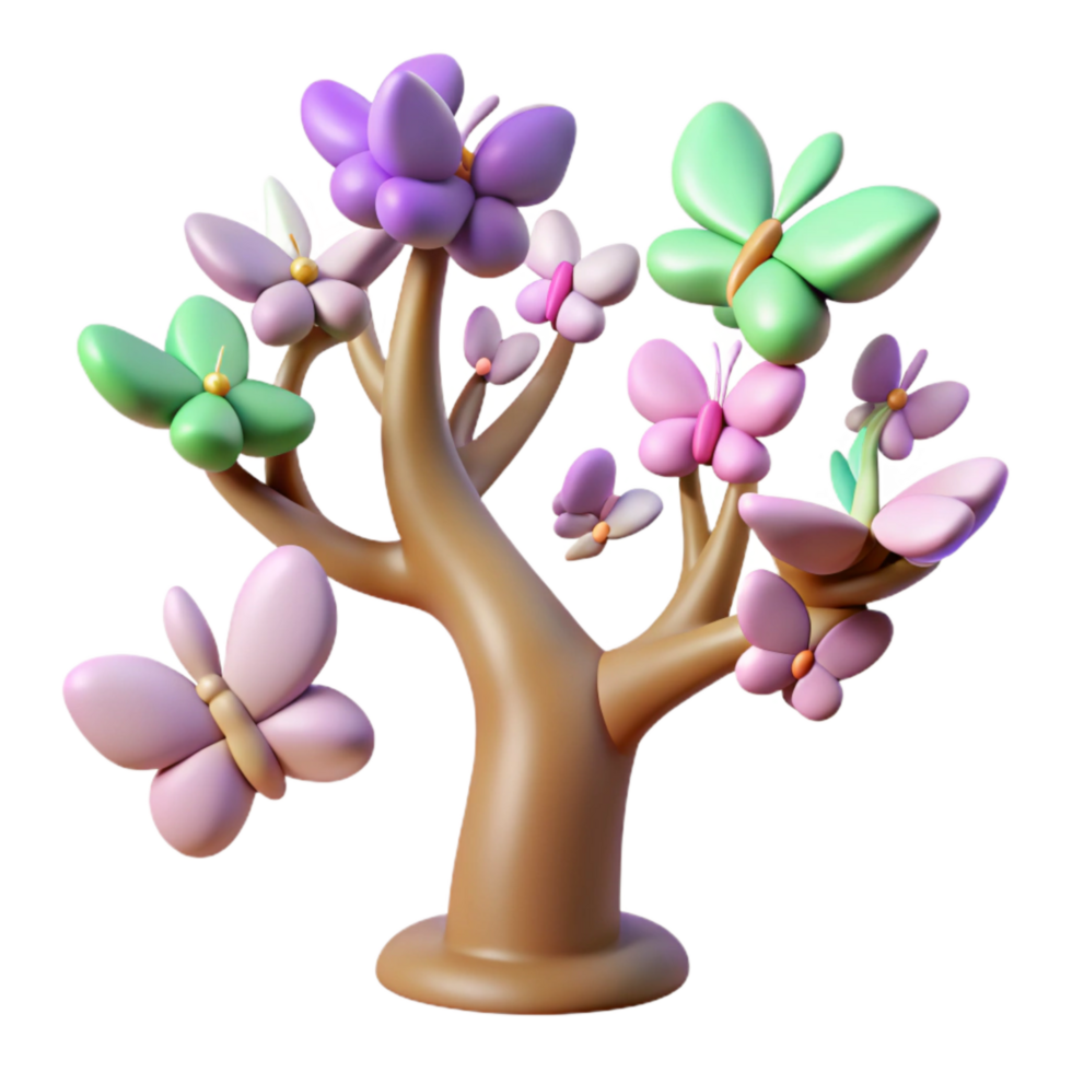 serene abstract Butterflies Flying Around a Tree Cutout Element exclusive png