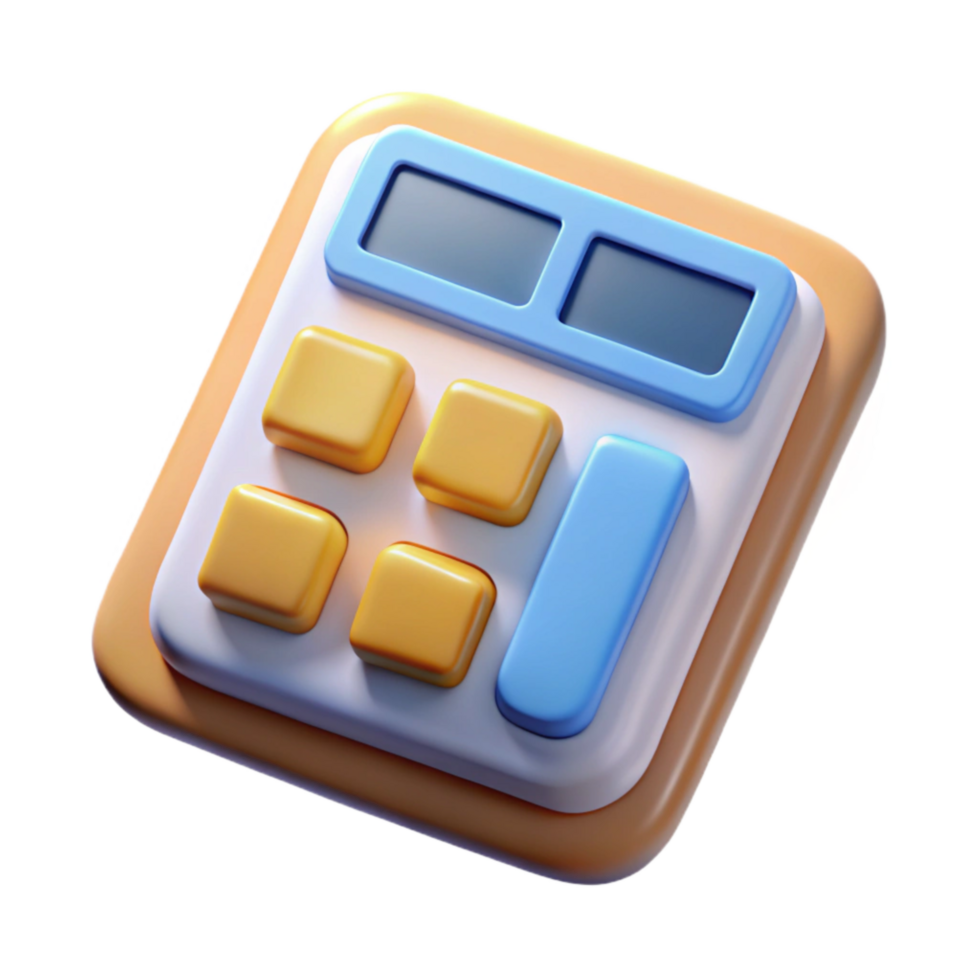 elegant modern Calculator with Numbers on Screen Top View Transparent Background high quality png