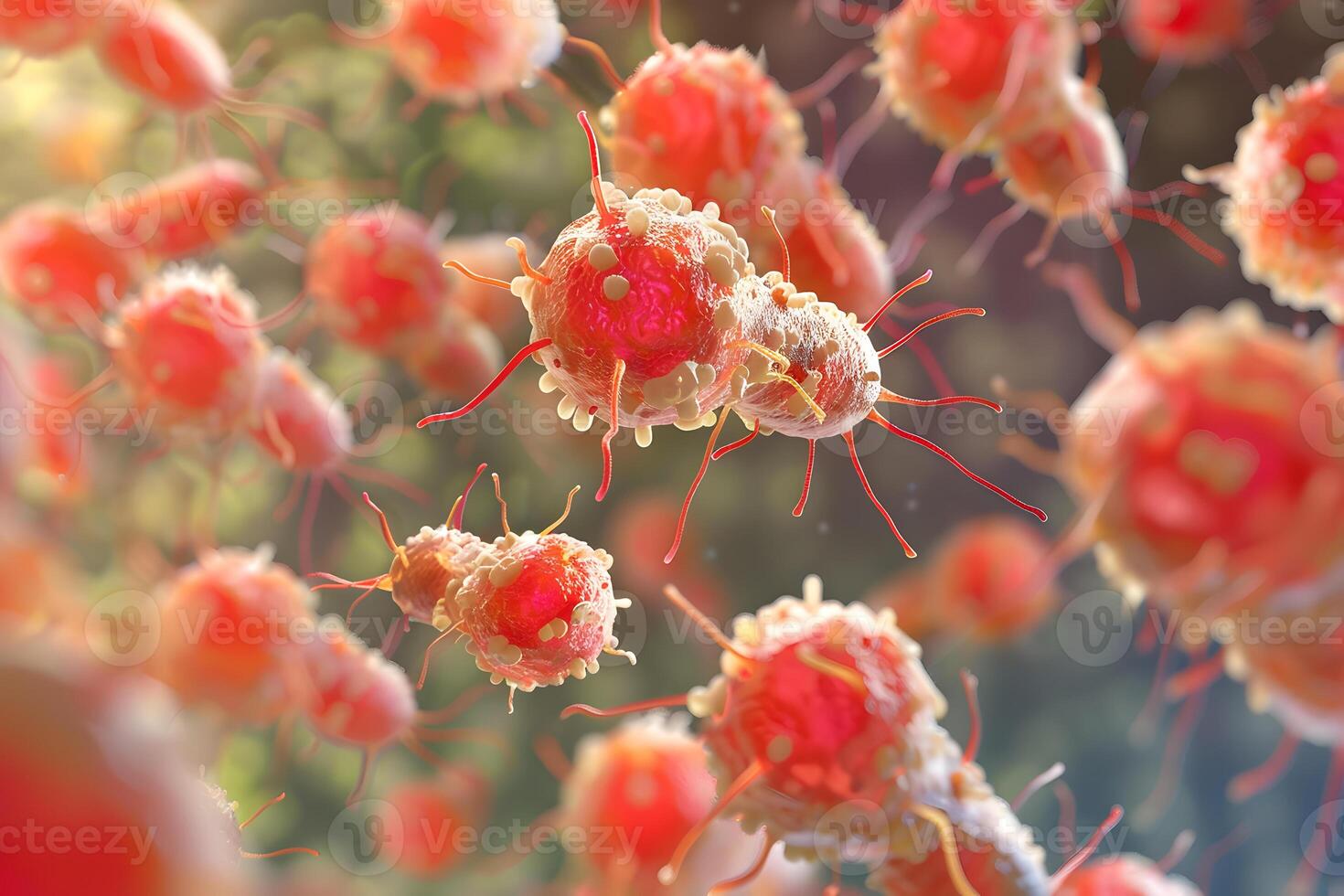 Macro photography of red and white flower cells on a plant photo