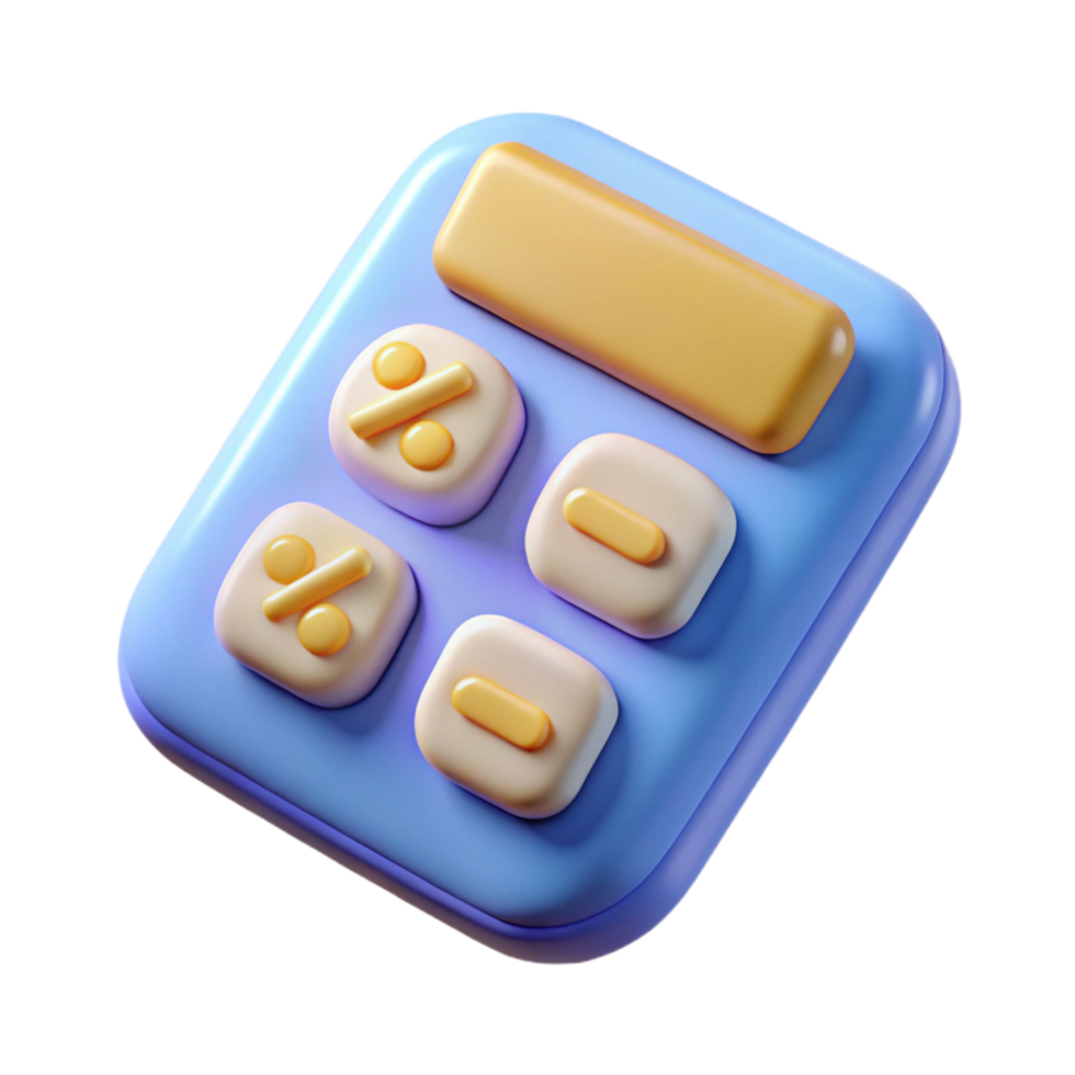 stunning contemporary Calculator with Percentage Sign Top View Transparent Background 4K png