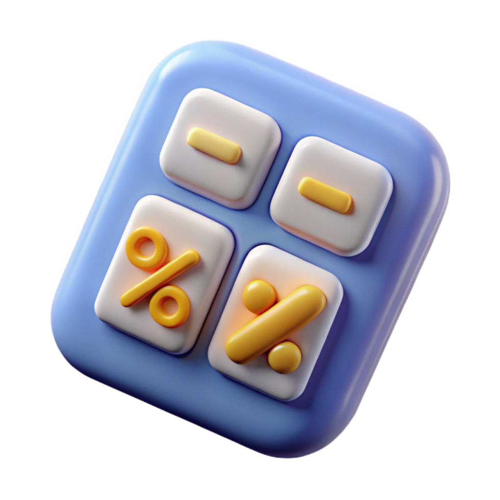 vibrant artistic Calculator with Percentage Sign Top View Transparent Background premium png