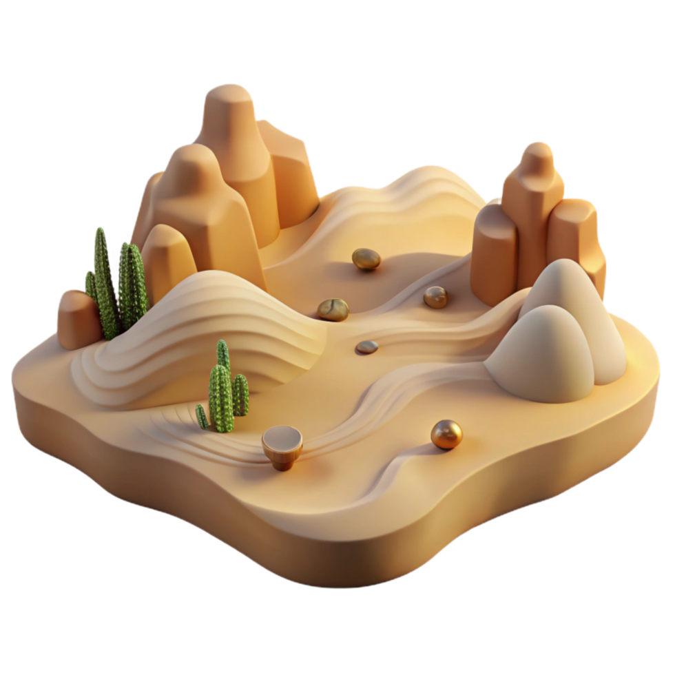 vibrant contemporary Calm Desert Landscape Beige Hues Transparent Background detailed png