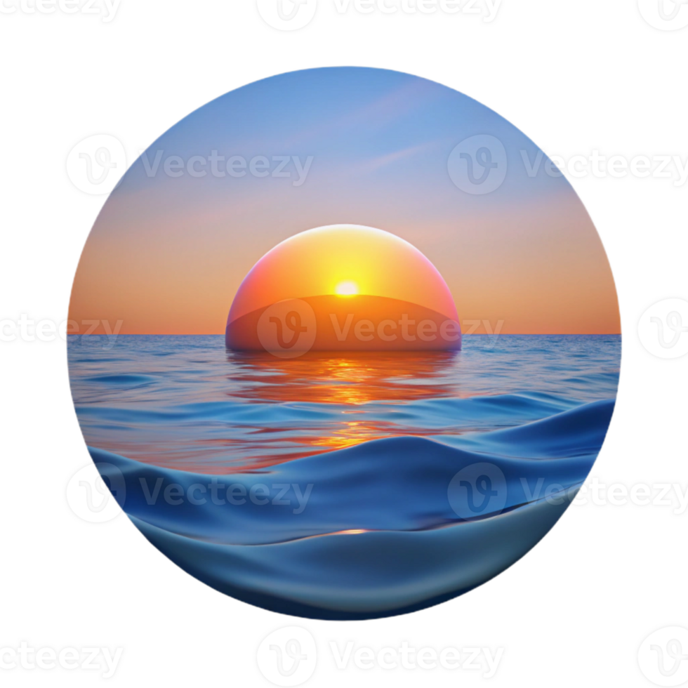 wonderful rustic Calm Ocean Sunset Landscape Isolated 4K png