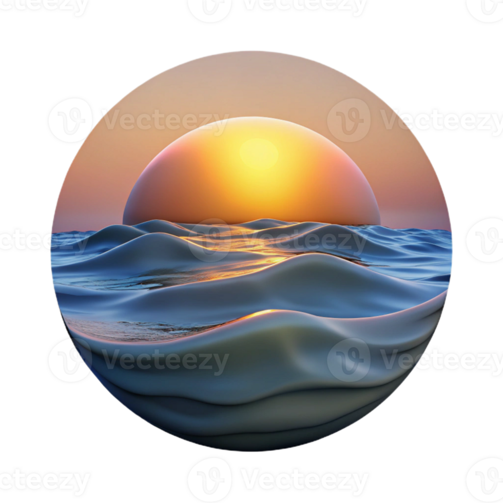 serene creative Calm Ocean Waves at Night Transparent Background genuine png