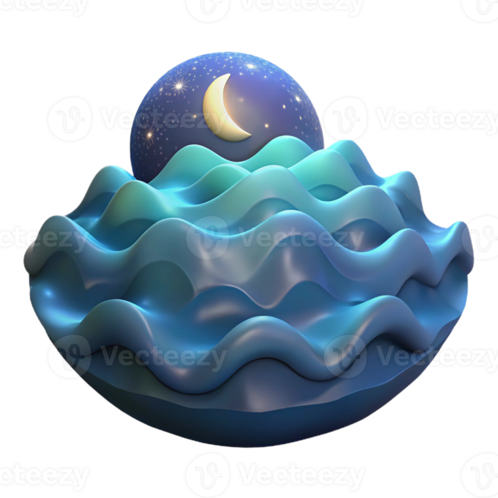 magnificent modern Calm Ocean Waves at Night Transparent Background genuine png
