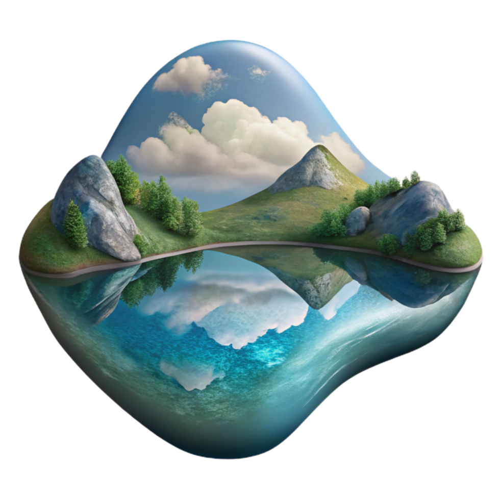magnificent abstract Calm Lake Reflection Watercolor Cutout Graphic exclusive png