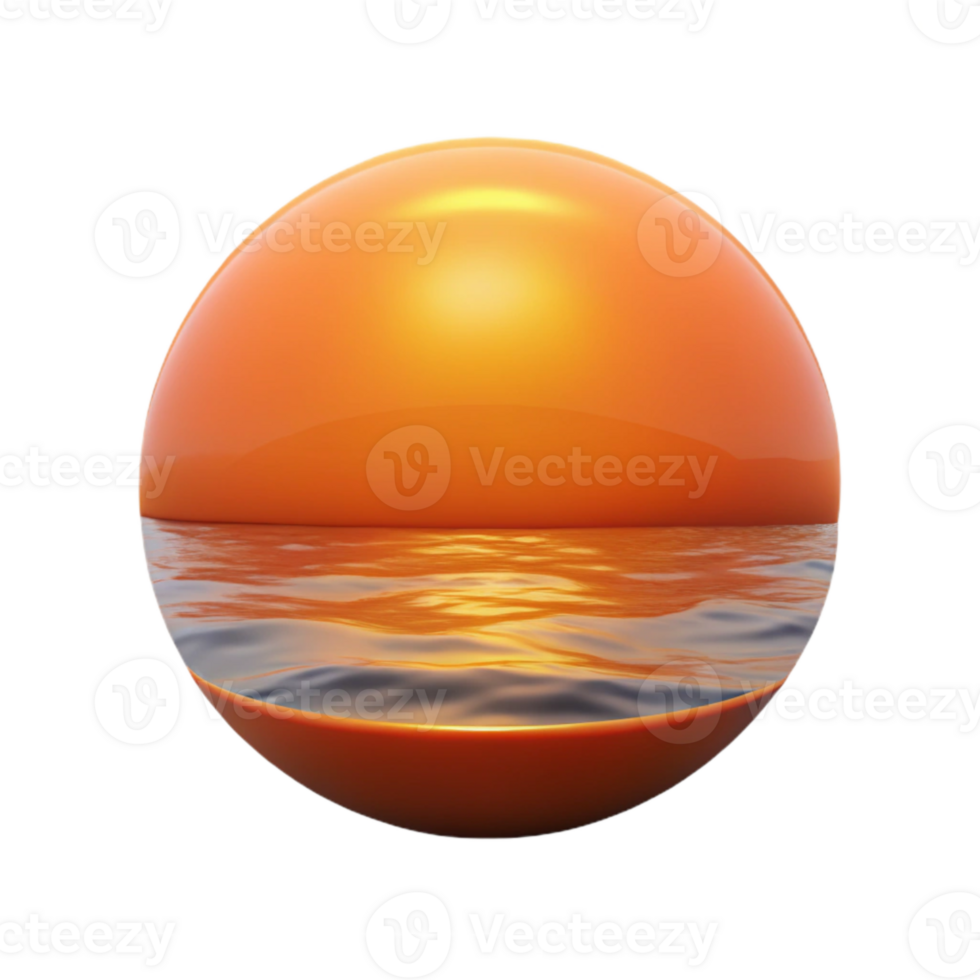 dramatic minimalist Calm Sunrise Over Ocean Orange Hues Transparent Background authentic png