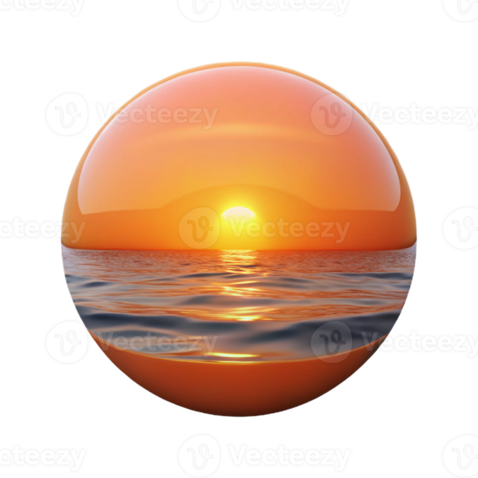 dramatic rustic Calm Sunrise Over Ocean Orange Hues Transparent Background premium png