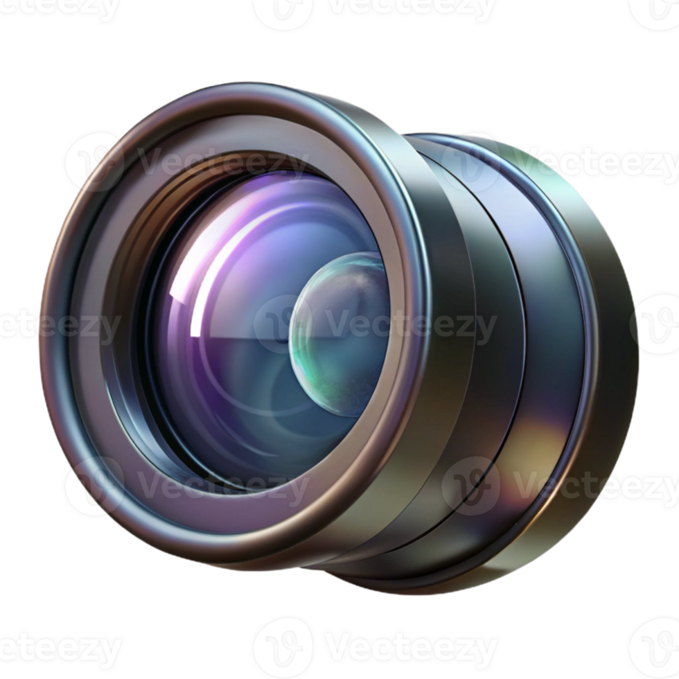 elegant minimalist Camera Lens Cutout with Reflections Transparent Background genuine png