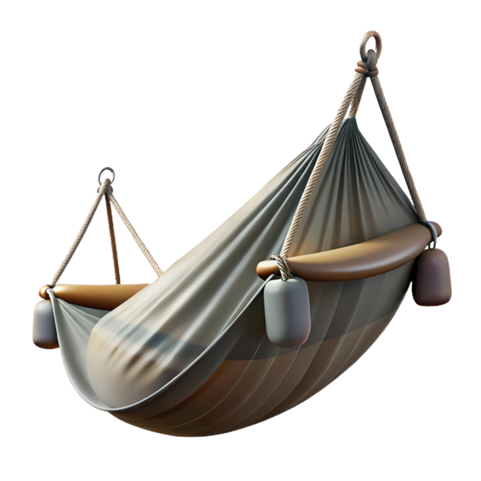 beautiful modern Camping Hammock Hanging Between Trees Transparent Background authentic png